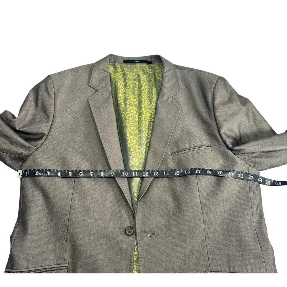 Ted Baker Two Button Jacquard Lined Blazer Gray Notched Lapel Men’s 46